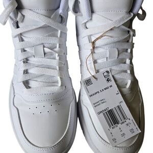 adidas Women's Hoops 3.0 Mid White Sneakers